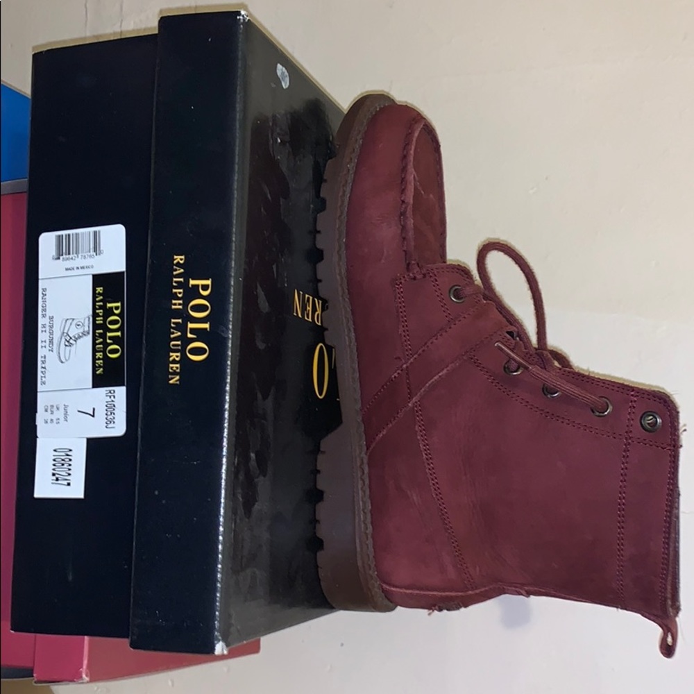 burgandy polo boots